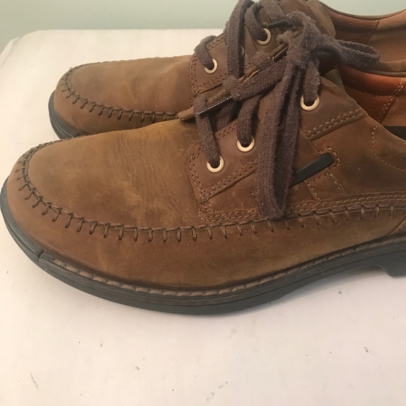 ECCO brown distressed  leather shoes main image 11